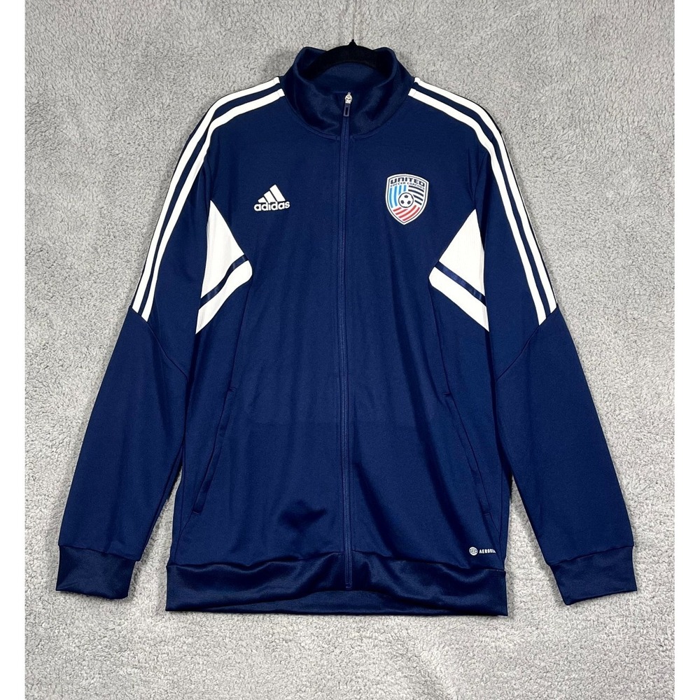 Adidas Aeroready CON22 Track Jacket Mens L Blue United Soccer Coaches Full Zip